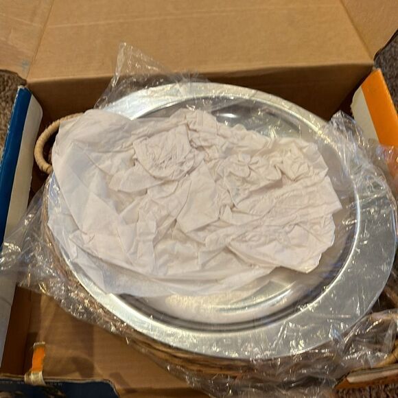 NWT Vintage Sizzling Platters Rattan Wood trays Set of 4 Steak‎ Grill plates - Picture 7 of 12